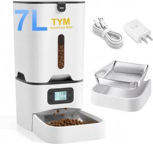TYM 7L Automatic Cat Feeder Timer White Single Bowl New in Box